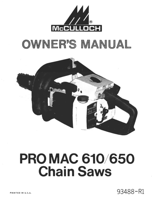 Mcculloch pro mac 610 repair manual pro